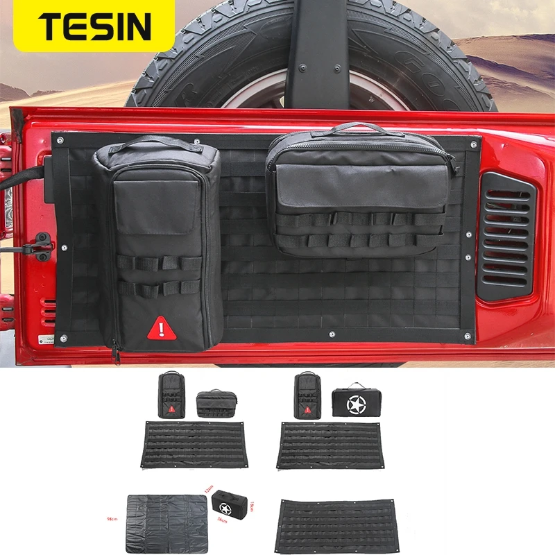 

TESIN Car Tailgate Storage Bags Tool Kit Organizer Cargo Pocket Camping Mat Fit For Jeep Wrangler CJ TJ JK JKU JL JLU 1997-2022