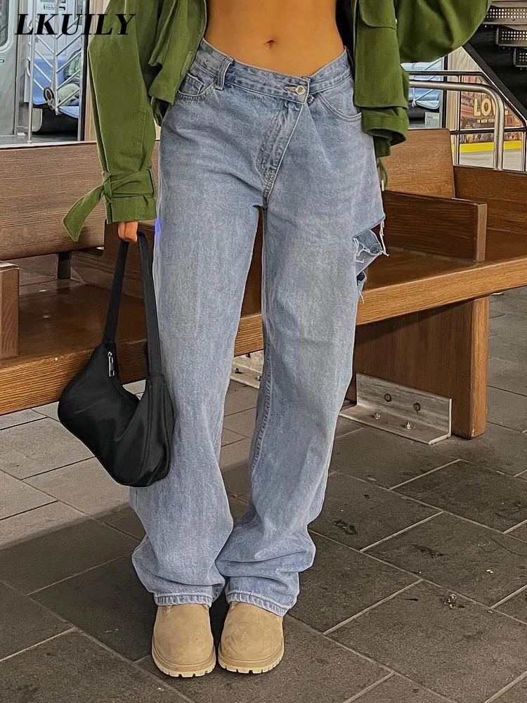 Gray Jeans Women Fashion Low Waist Streetwear Casual Jeans Y2K Aesthetic Gothic Slim Fit Solid 2022 New Female Straight Trousers