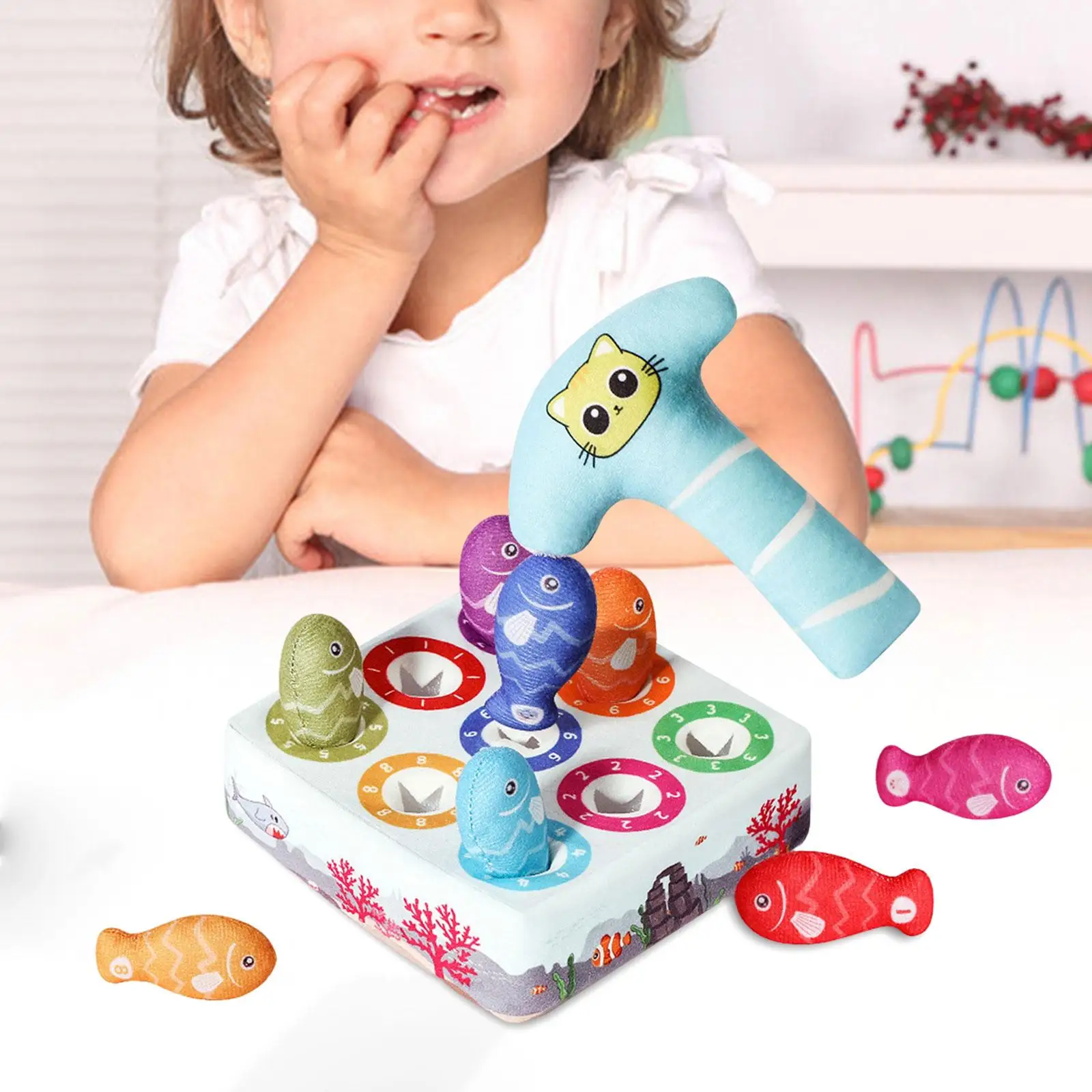 

Plush Fishing Game Fine Motor Skill Educational Montessori for Activity Gift