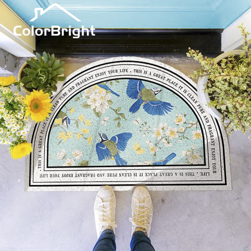 

ColorBright Half-round Fleecy PVC Coil Foam Door Mat Durable Floor Mat For Door Entrance Outdoor Entrance Rug Easy-Clean Carpet