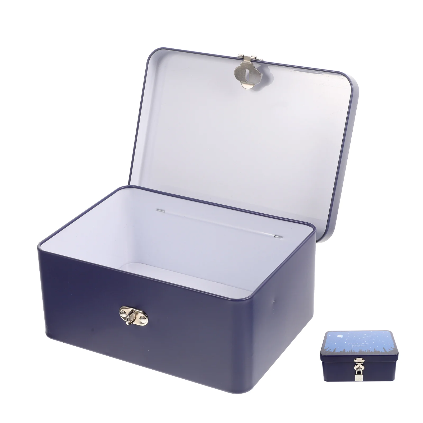 

Box Tinplate Tin Storage Gift Candy Tins Metal Document Important Boxes Empty Containers Jewelry Christmas Bank Lock Decorative