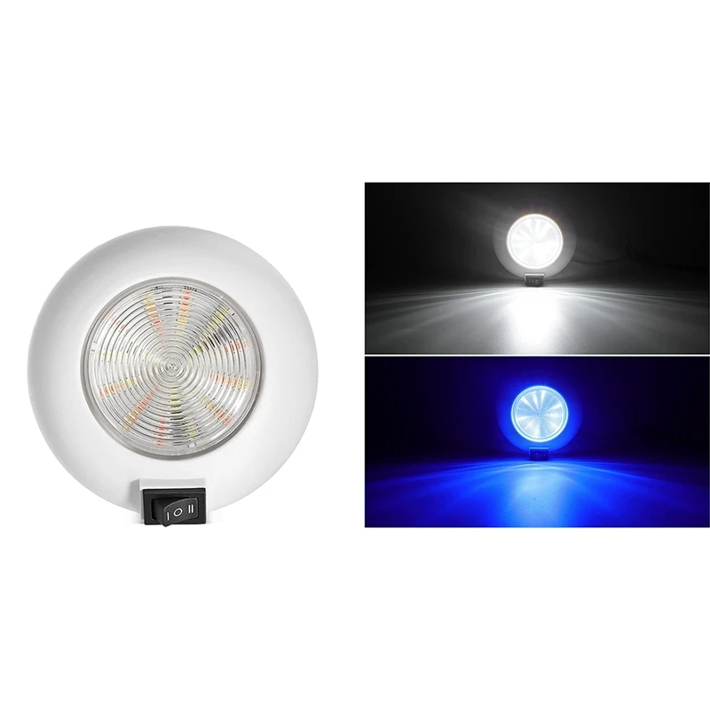 

1Pc 4 Inch Round LED Light Surface Mount For Home Truck RV Trailer Boat Aircraft Interior Light, Blue&Red LED