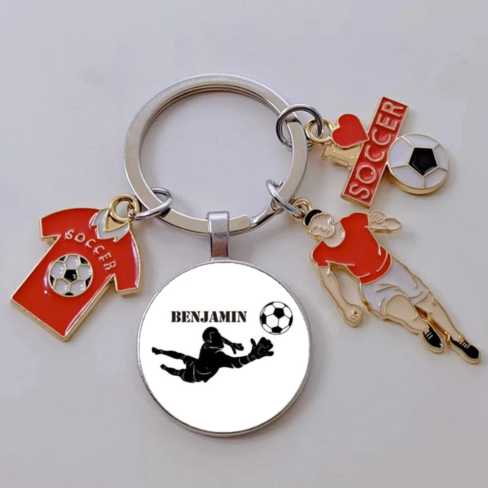 Футбольный брелок DIY с настраиваемым именем футбольного мальчика для любителей, настраиваемый логотип футбольного клуба.