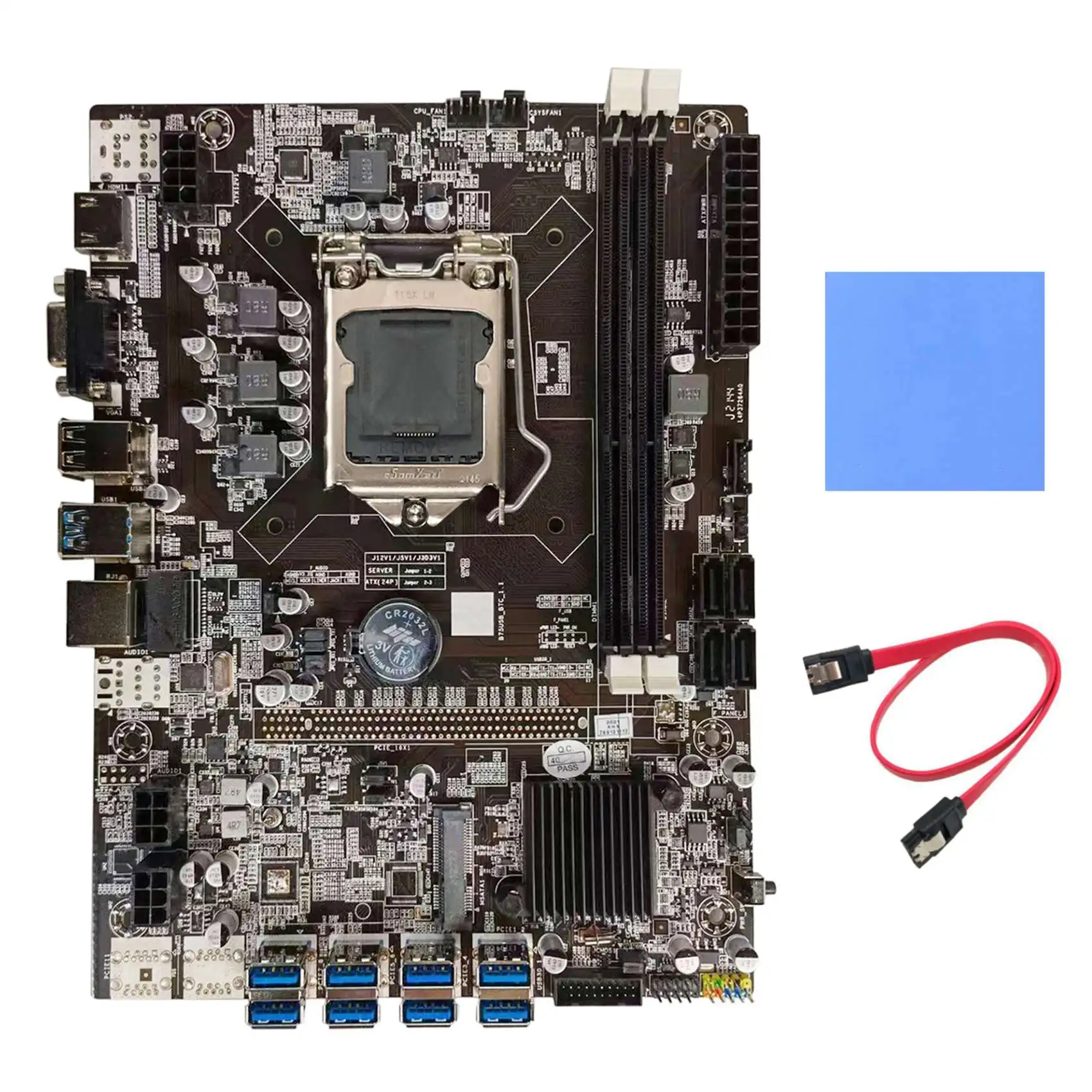 

Материнская плата для майнинга B75 BTC + термальная подушка + кабель SATA LGA1155 8xpcie на USB поддержка 2XDDR3 B75 USB материнская плата для майнинга BTC