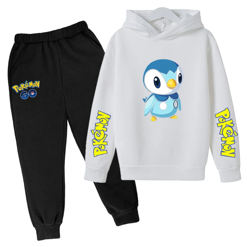 

2022 new children's clothing Pikachu hooded sweater Pokemon cotton children's sweater suit men and women two-piece set 4-14T