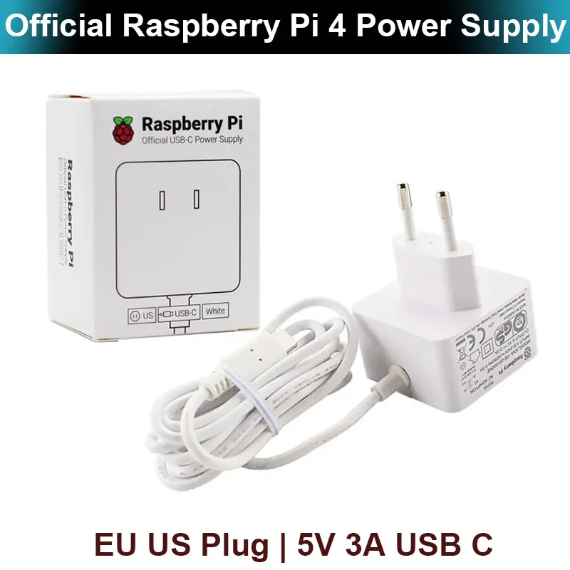 Оригинальный официальный блок питания Raspberry Pi 4 USB-C 5 1 В 3 А зарядное устройство