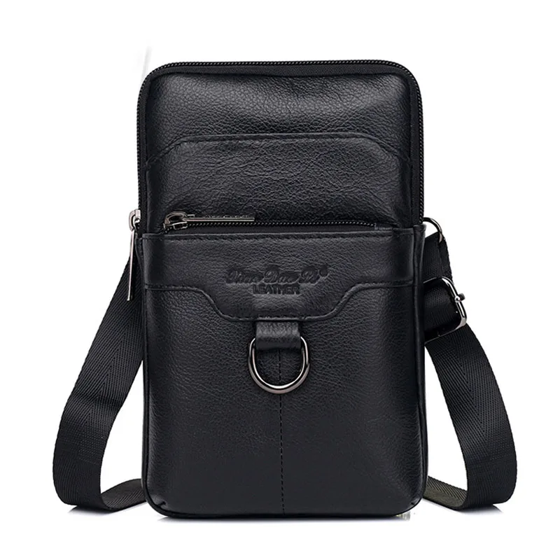 

Genuine Leather Men Waist Hook Bags Purse Hip Bum Fashion Cowhide Cell Phone Case Shoulder Cross Body Bag Fanny Belt Pack