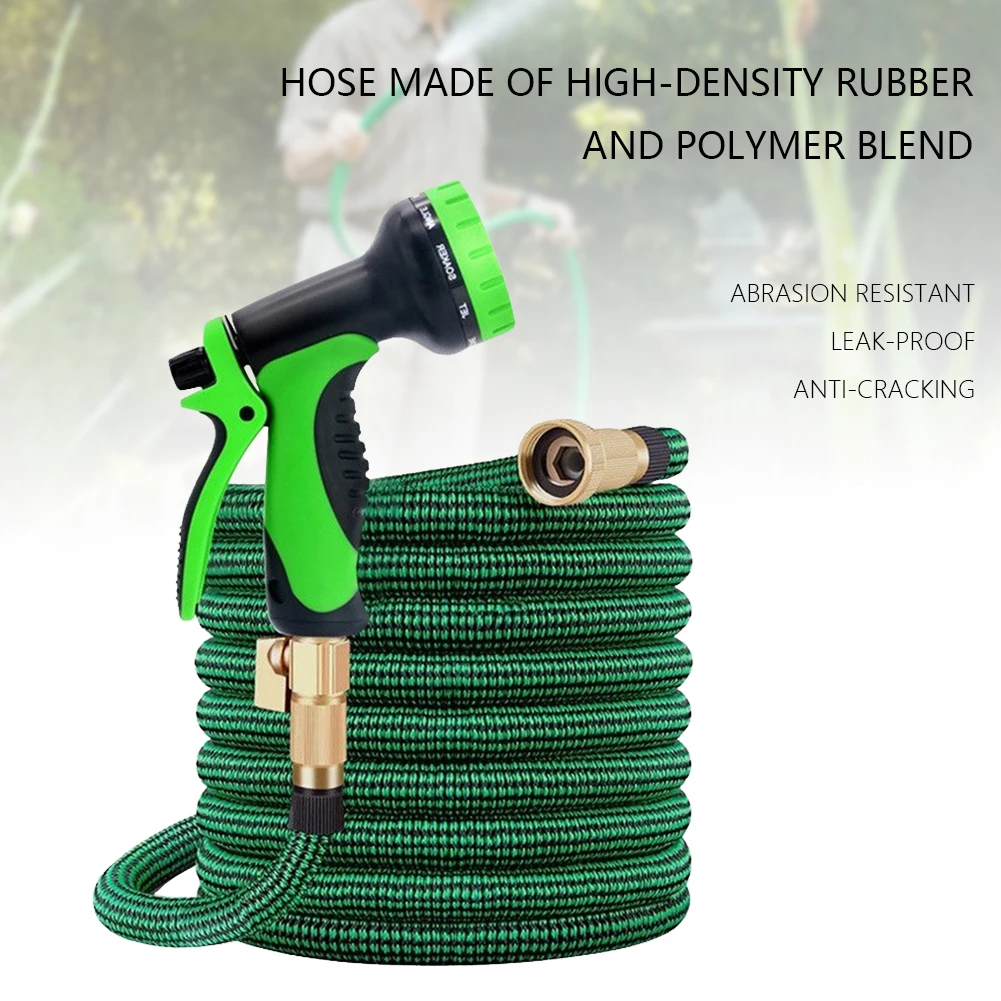 

100ft Expandable Water Hose Anti-Cracking Latex Core Flex Hose With 10 Function Water Gun Washing Hose Pipe for Outdoor Watering