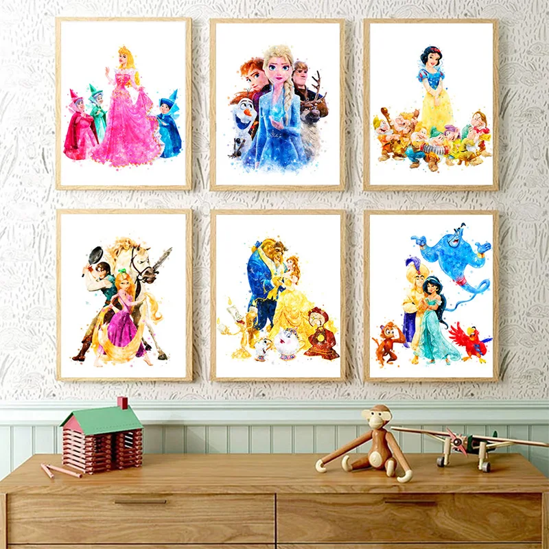 Цифровая масляная живопись, диснеевские Белоснежки, замороженные элементы Elsana, DIY ручная роспись, холст, краска в соответствии с цифровым украшением для дома