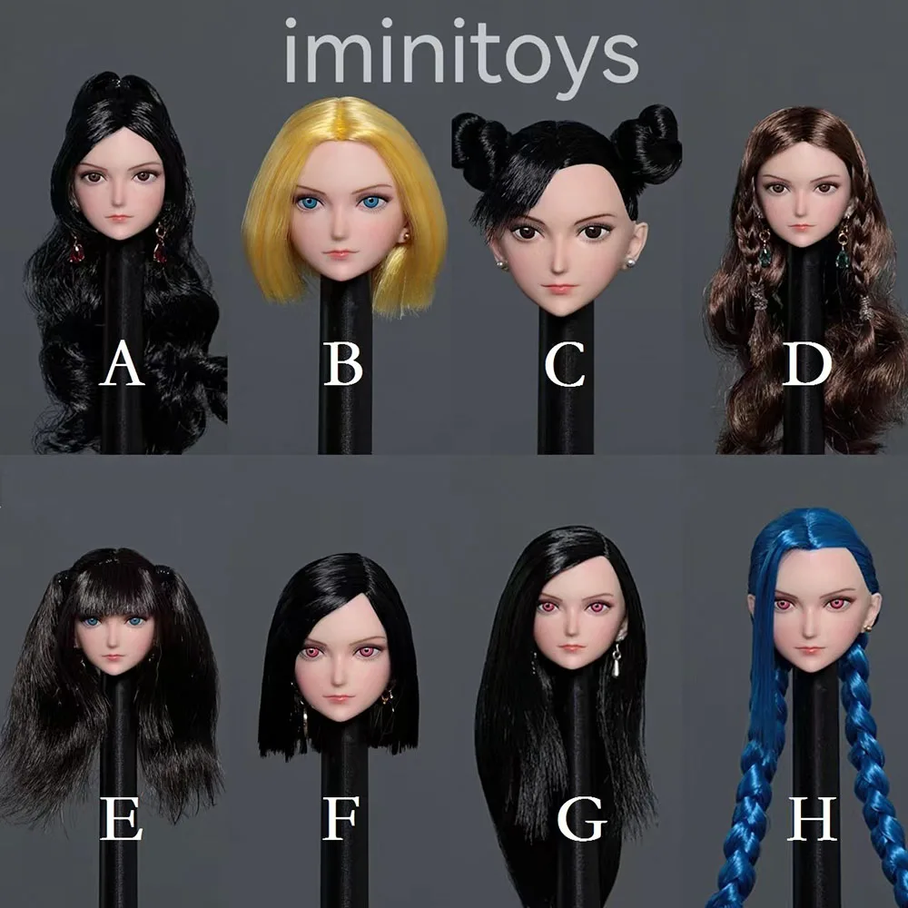 

In Stock Iminitoys M013 1/6Anime Beautiful Girl Head Sculpt Long Hair Female Head Carving for 12" White Skin Body Figure Dolls