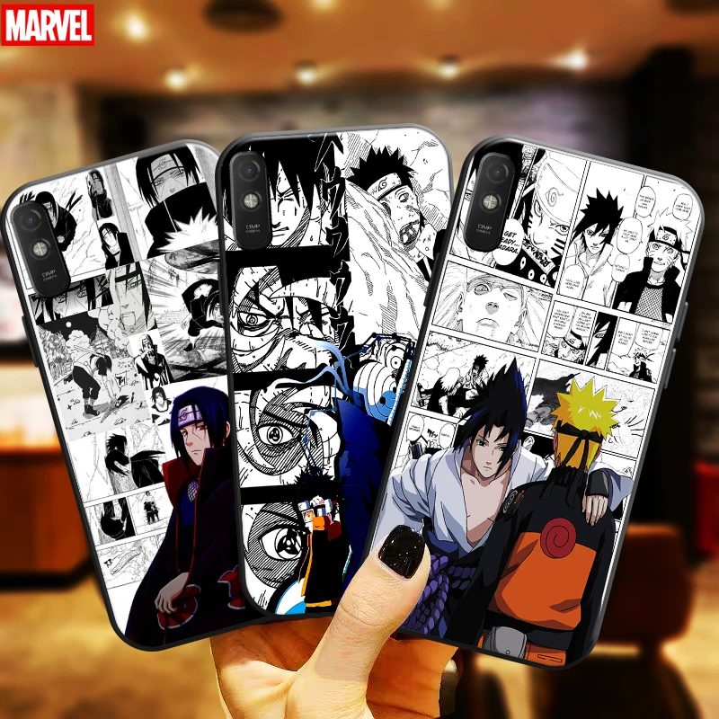 

Japan Naruto Akatsuki Comics Phone Case For Xiaomi Redmi 9A 9AT Coque Back Black Carcasa Liquid Silicon Funda Soft