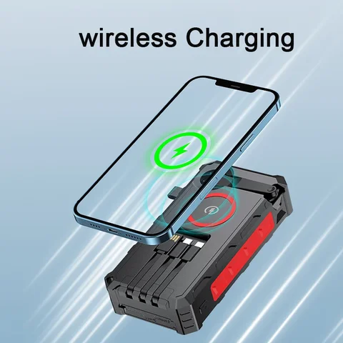 Qi Wireless Solar Power Bank 20000 мАч Водонепроницаемый Powerbank с быстрой зарядкой и панелью Внешний аккумулятор повербанк для Xiaomi iPhone