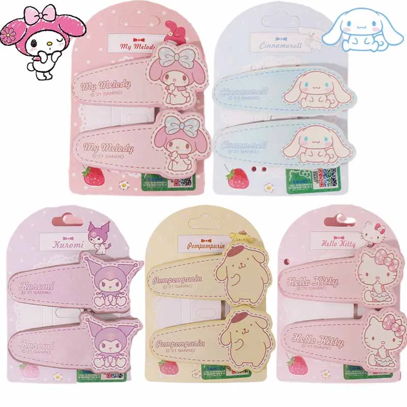 

Sanrioed кожаный зажим для волос Kawaii MyMelody Kuromi Cinnamoroll Kitty Симпатичный мультяшный BB зажим челки зажим для волос для девушек аксессуары для волос подарок