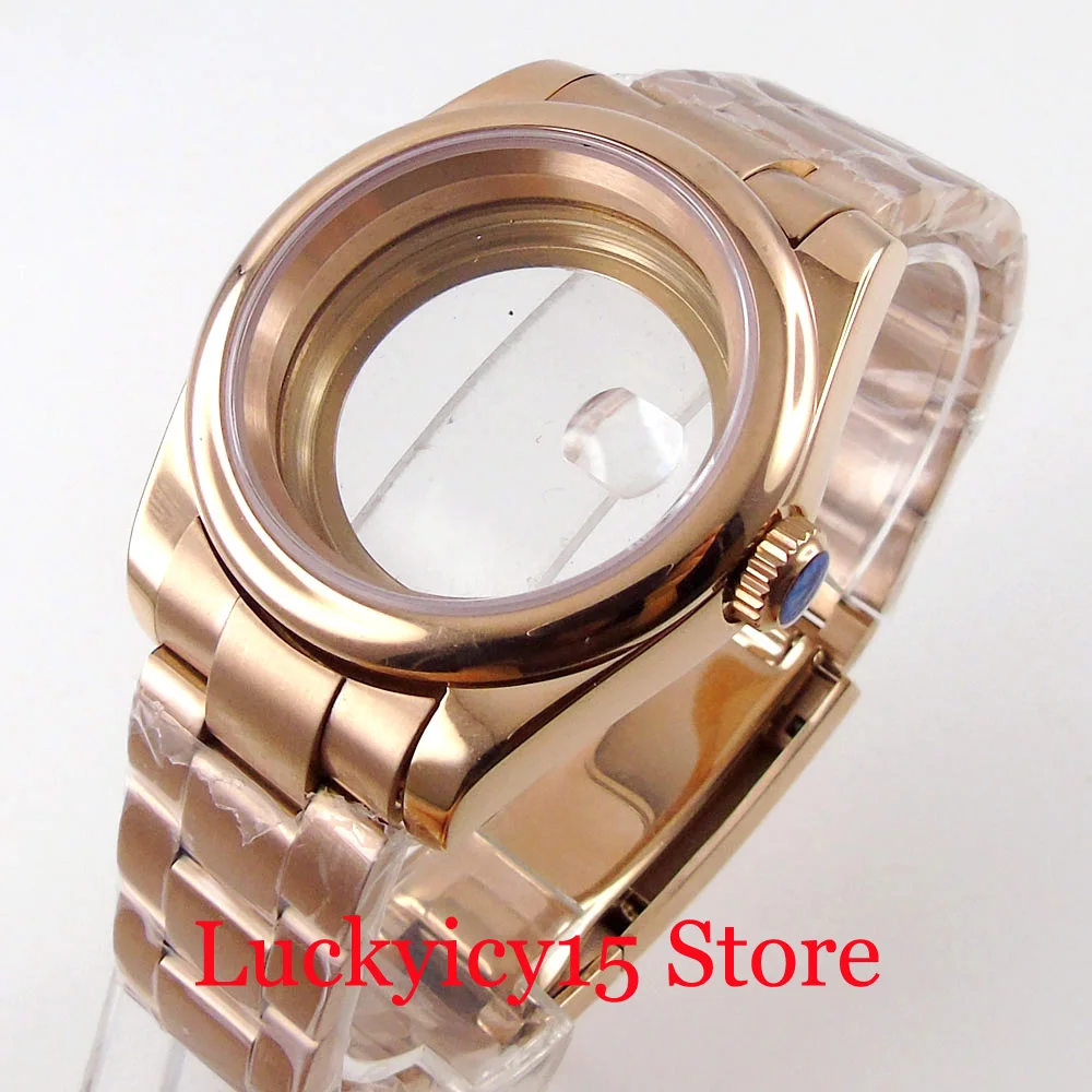 

36MM/39MM Fit NH35 NH36 ETA2824 2836 MIYOTA 82 DG Movement Yellow/Rose Gold/PVD Men's Watch Case Sapphire Crystal Screw Crown