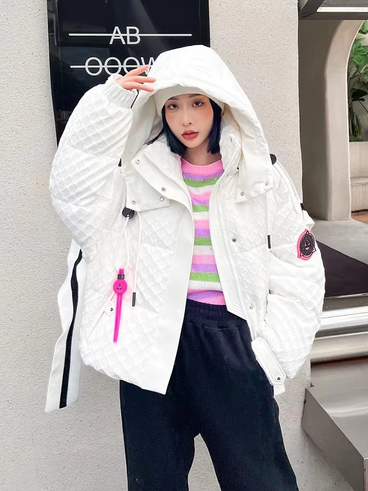 Женские зимние пуховики короткие модельерские женские пальто контрастные цвета
