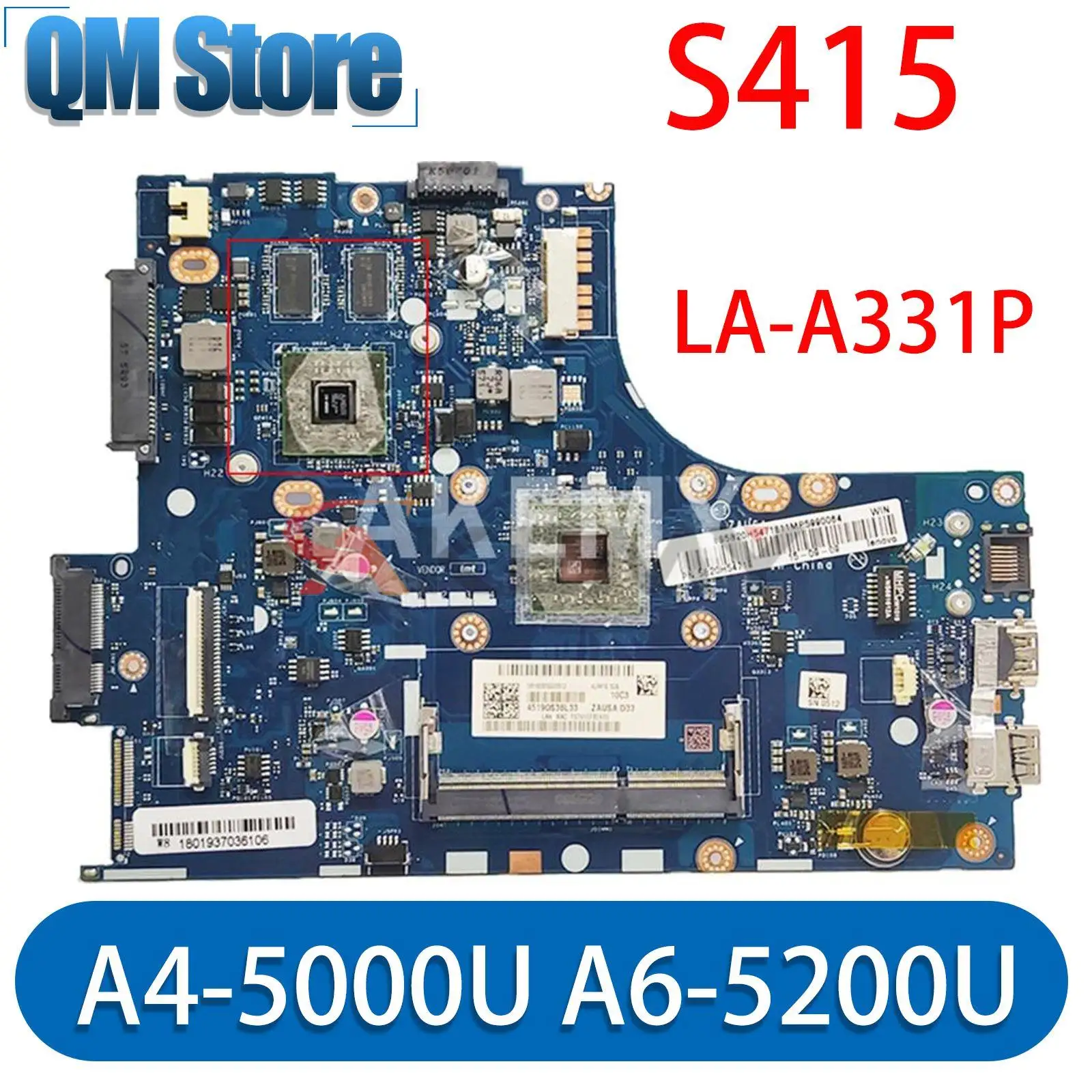 

LA-A331P Motherboard For Lenovo S415 LA-A331P Laotop Motherboard Mainboard with R5-M230 GPU A4-5000U A6-5200U AMD CPU
