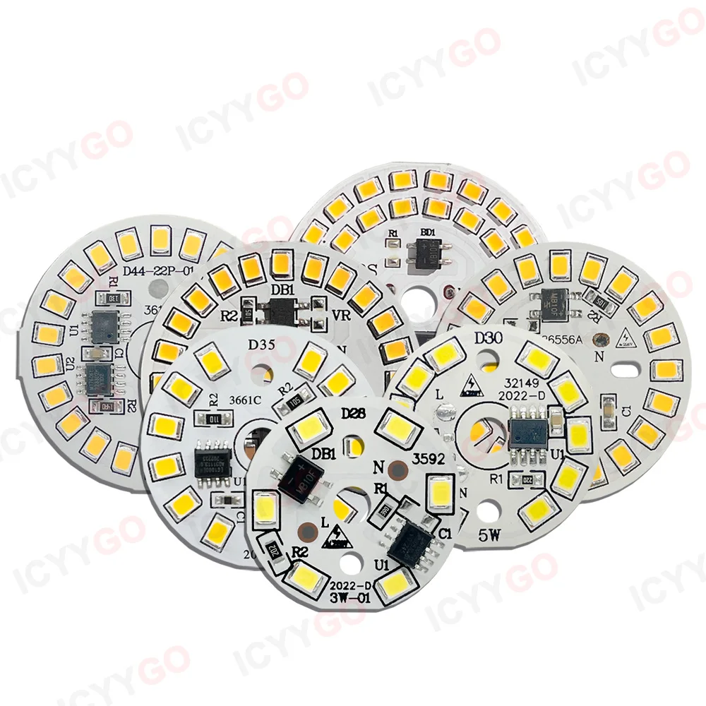 1 шт. 220 В SMD 2835 5730 светодиодная лампа печатная плата без драйверов 3 Вт 5 7 9 12 15 18 24