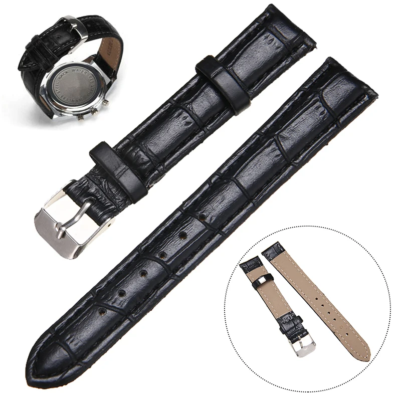 

14/16/18/20/22mm Leather Watchbands Men Women Black Brown Watch Strap Band Soft Buckle Wrist Replacement Watches Accessories