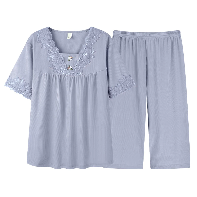 

Women's Pajamas Summer New Short Sleeve Cardigan Simple Pyjamas Modal Large Size M-4XL Homewear Set