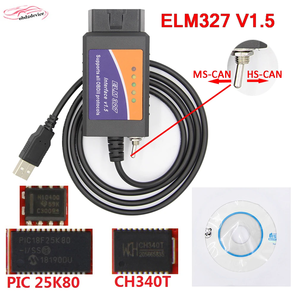 Автомобильный диагностический сканер ELM327 FORscan для Windows HS CAN MS elm327 USB Ford может