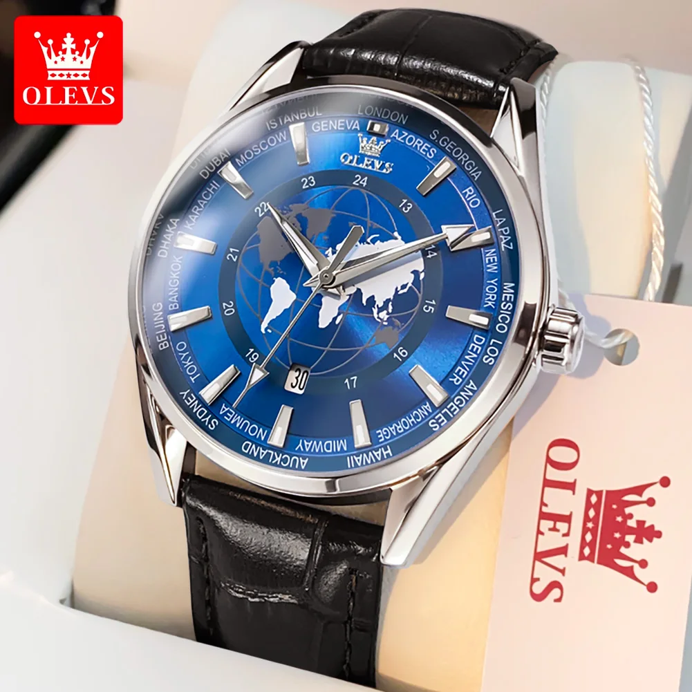 

OLEVS 9926 Men Watch Luxury Quartz Waterproof Original Male Wristwatches Luminous Calendar Leather Strap Watches For Men