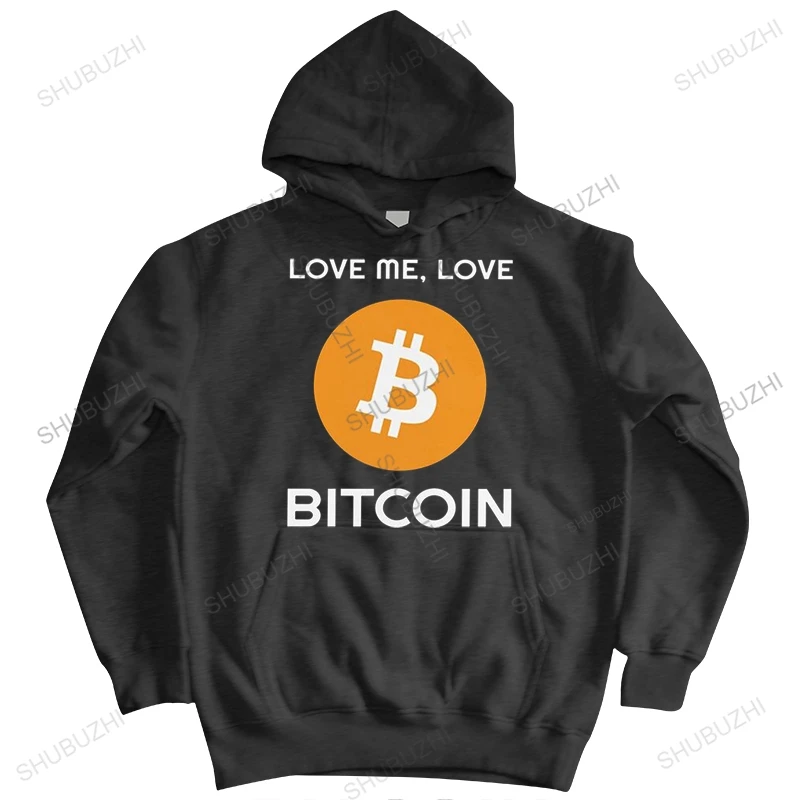 

Мужские толстовки с надписью Love Me Love, хлопковая Классическая Толстовка с капюшоном с принтом BTC и криптовалюты