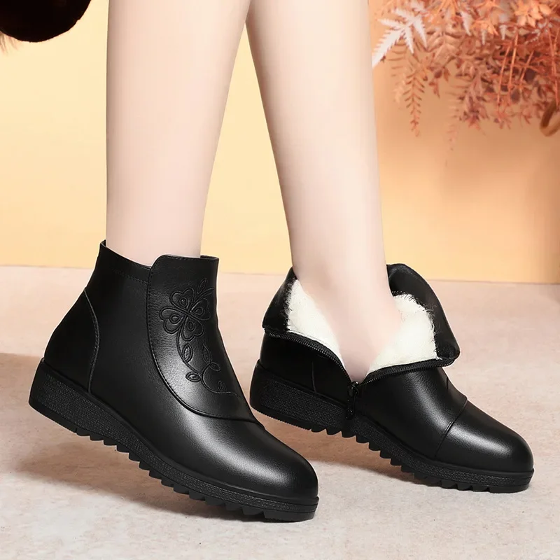 3 5 модная обувь на танкетке среднем каблуке женские зимние ботинки зима 2024 теплые