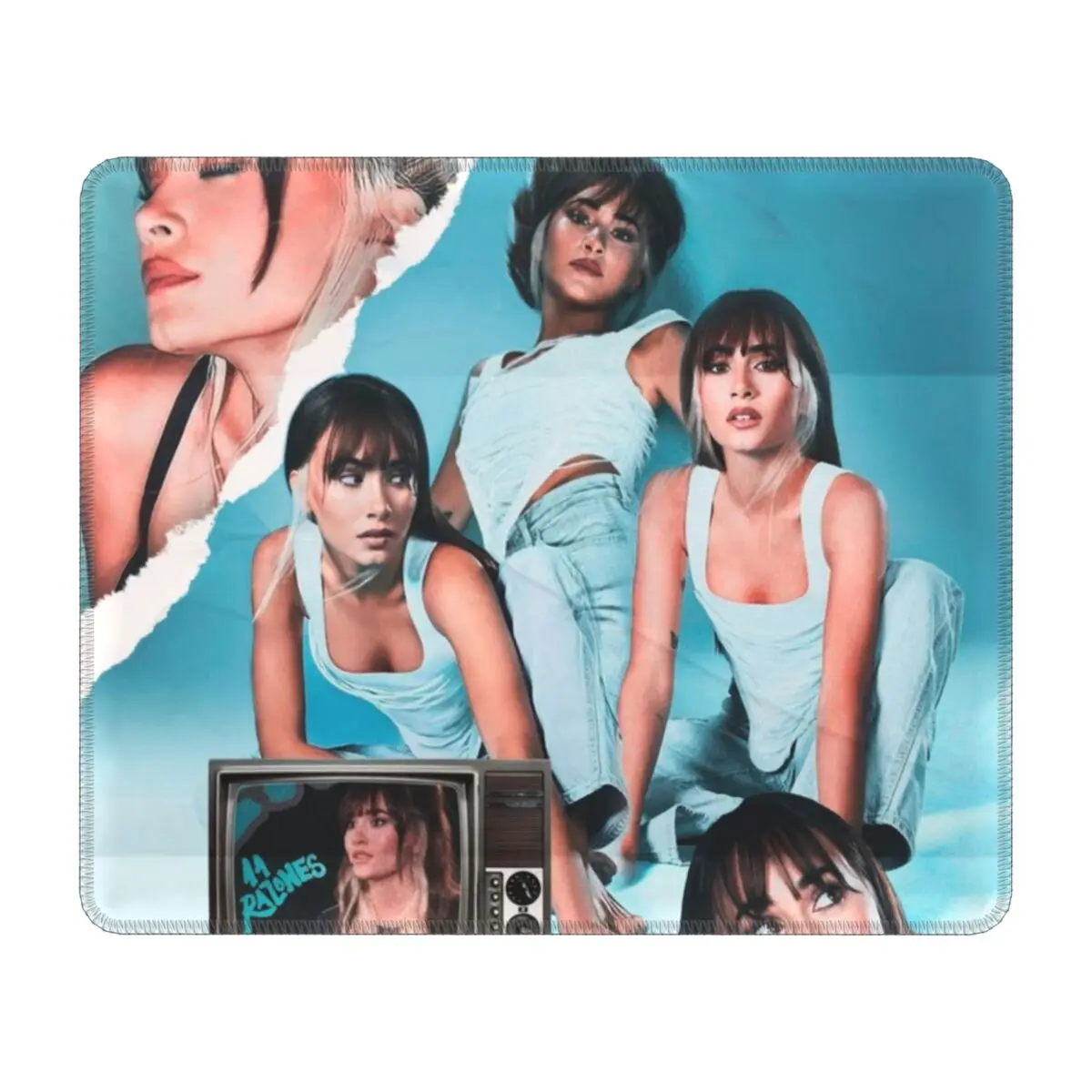 

Spanish Singer Aitana Mouse Pad with Locking Edge Square PC Gamer Mousepad Non Slip Rubber Base Blue Office Computer Mat