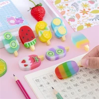 4pcsbox summer ice cream eraser rubber school drawing sketch writing rubber gifts kids students stationery office supplies