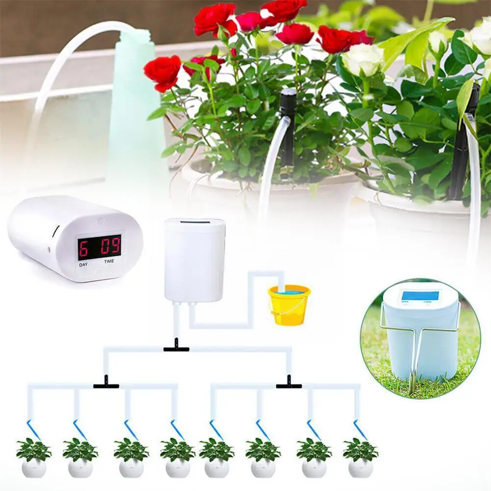 Garden Drip Irrigation Device Double Pump Controller Timer System Solar Energy Intelligent Automatic Watering Device For Pl N3R2