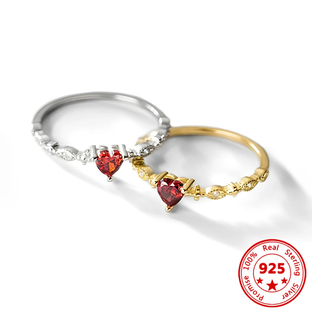 

2023 New Fashion 100%925 Sterling Silver Zircon Loving Heart Ring For Women's Finger Ring Charm Festivals Romantic Love Jewelry