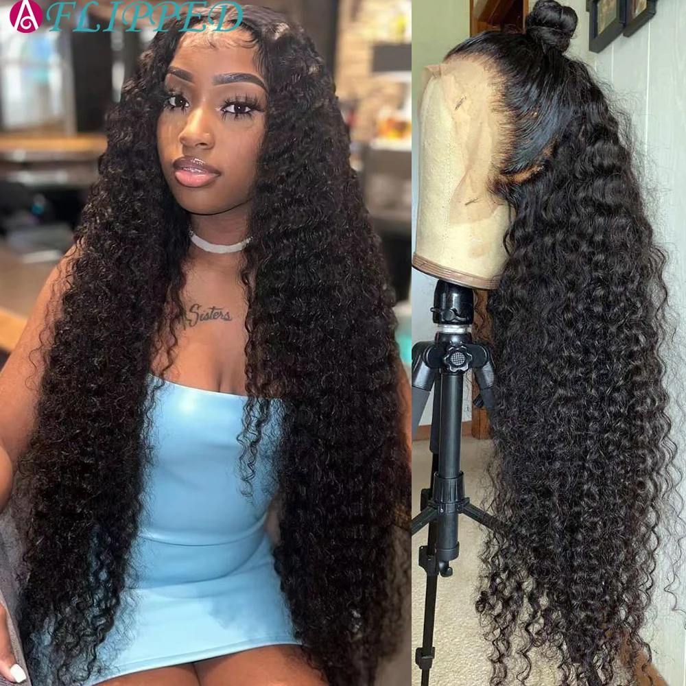 Brazilian Hair Kinky Curly Lace Part Human Hair Wigs 13x4 Lace Front Hair Wigs with Baby Hair Pre Plucked Remy Hair 150% Density