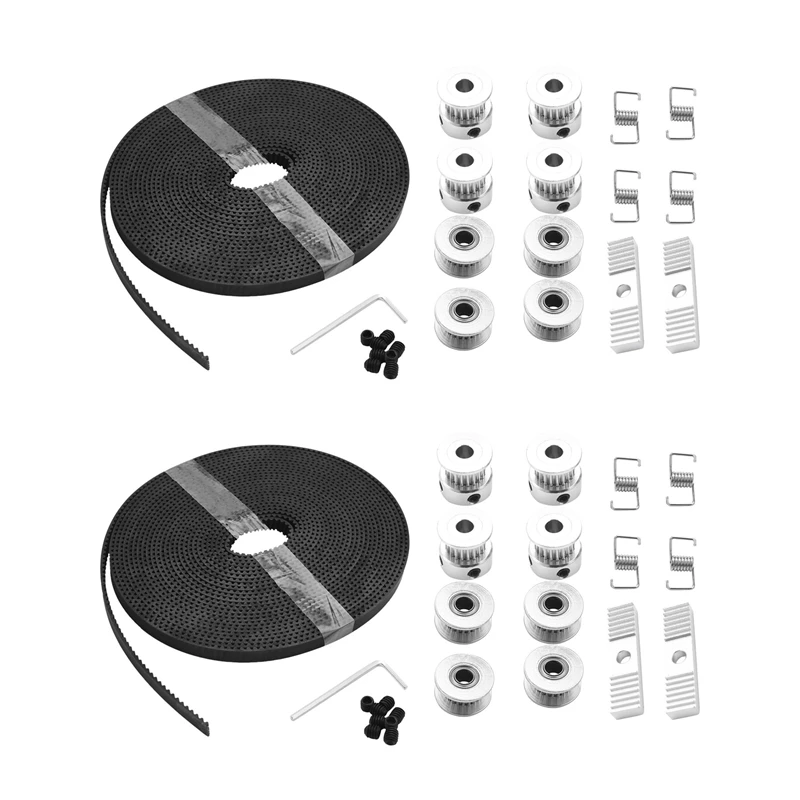 

5Mx6mm Gt2 Timing Belt +8Pcs 20 Tooth 5Mm Inner Diameter Pulley +8Pcs Idler + 8Pcs Tensioner Spring Torsion