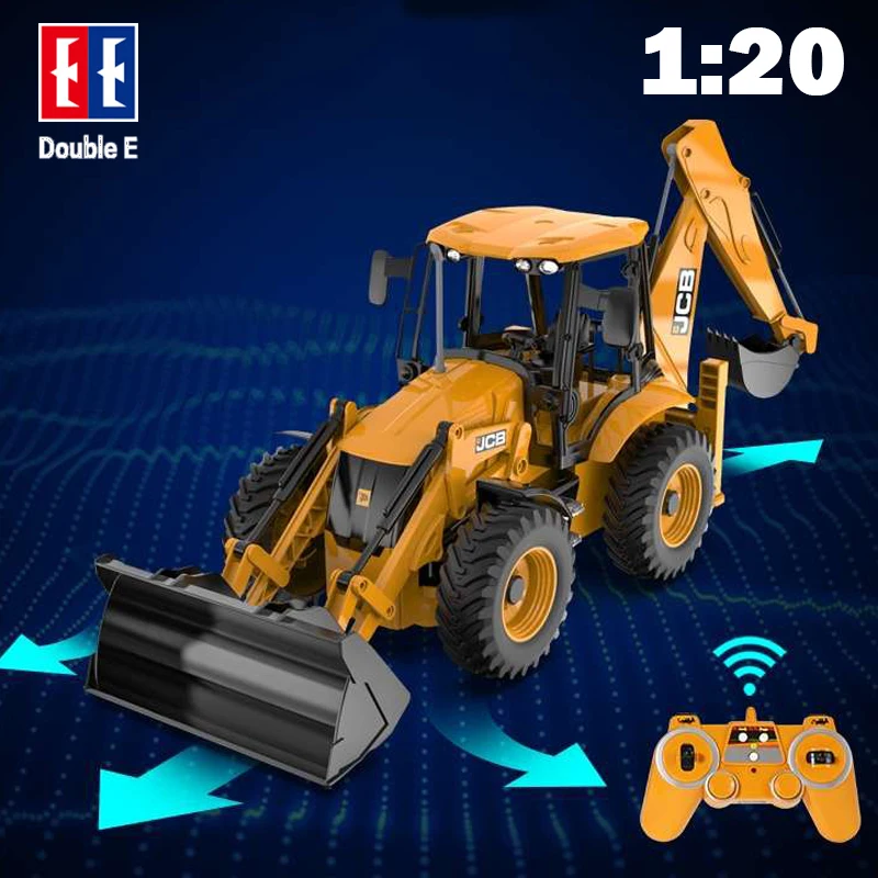 1/20 Double E E589 RC Excavator Bulldozer Truck Crawler 2.4G 11CH Radio controlled Engineering Car Toys Trailer for Boys Gift
