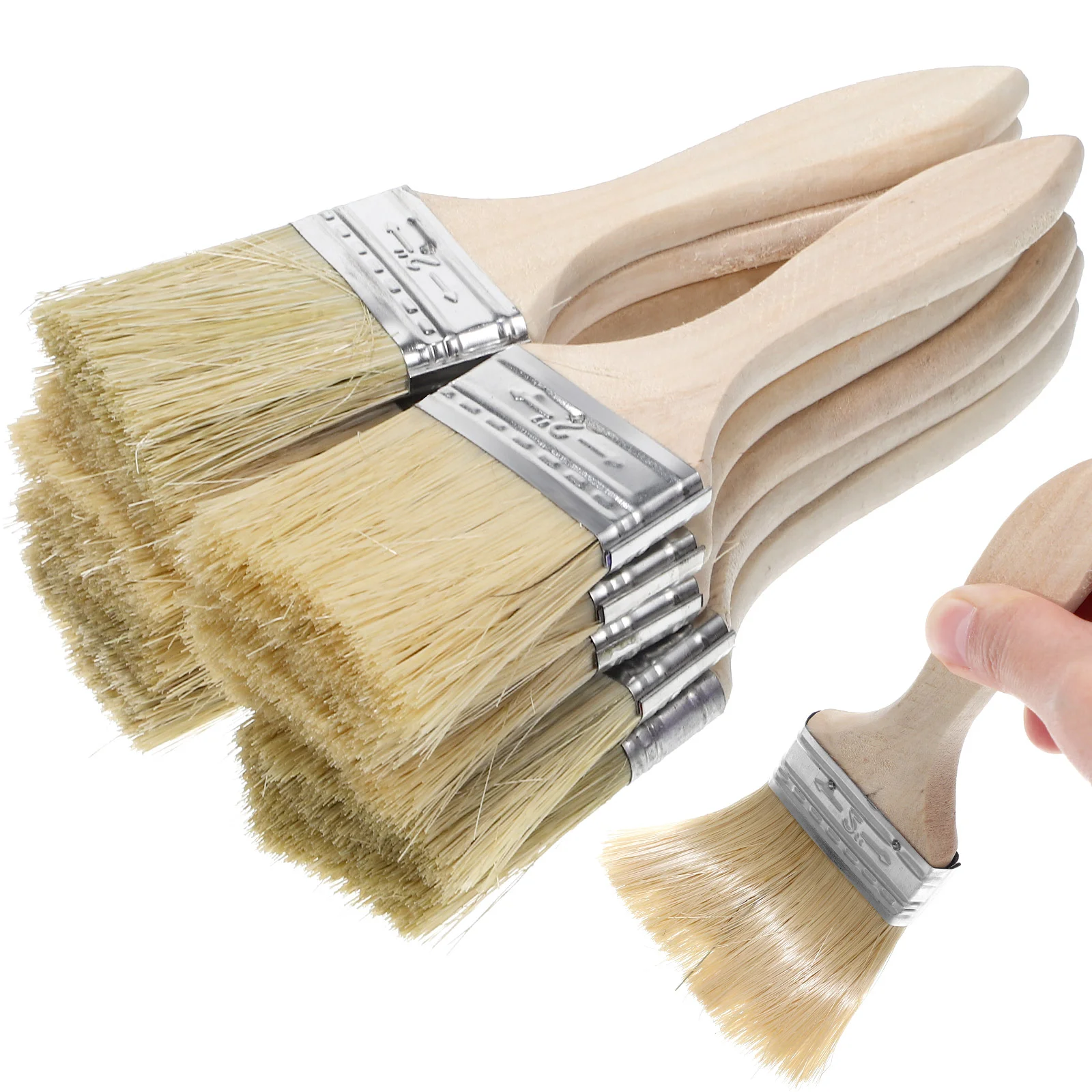10 Pcs Thickened Wooden Handle Paint Brush Brushes White Pastry for Walls Chip Cleaning Mixed Silk Oil Basting Grilling Child