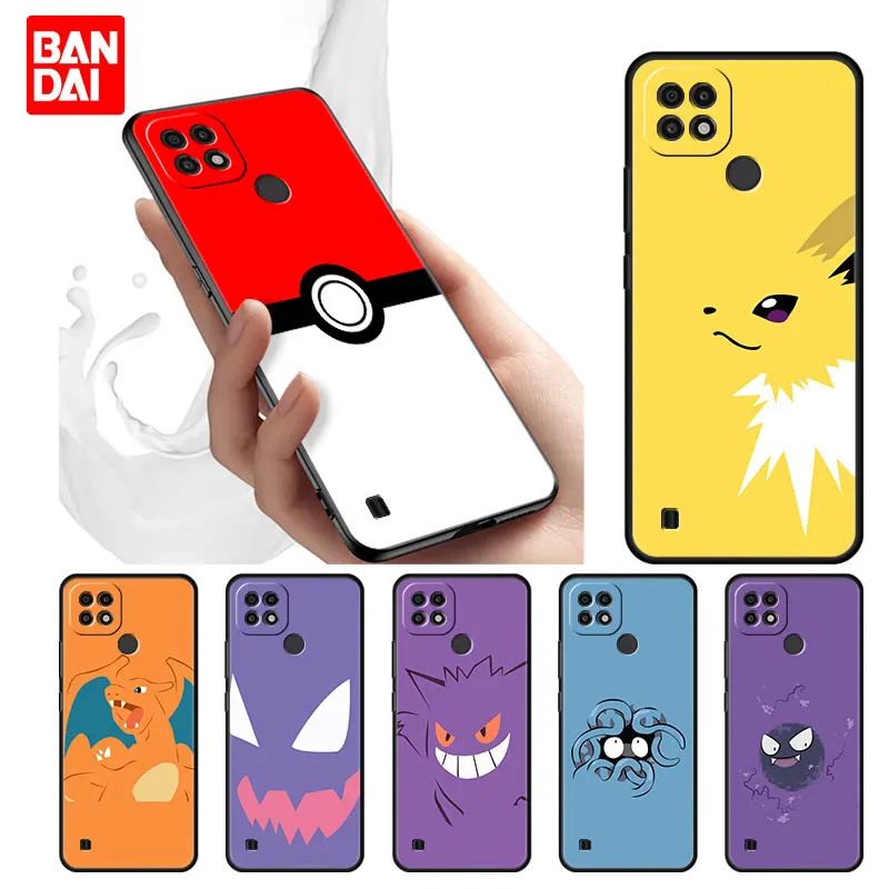 

Fashion Pokemon Anime Case for Realme C21 C21Y C25 C15 C11 2020 C3 C20 5 6 6i 7i 8i 8 Pro Black Protection Cover Luxury Silicone