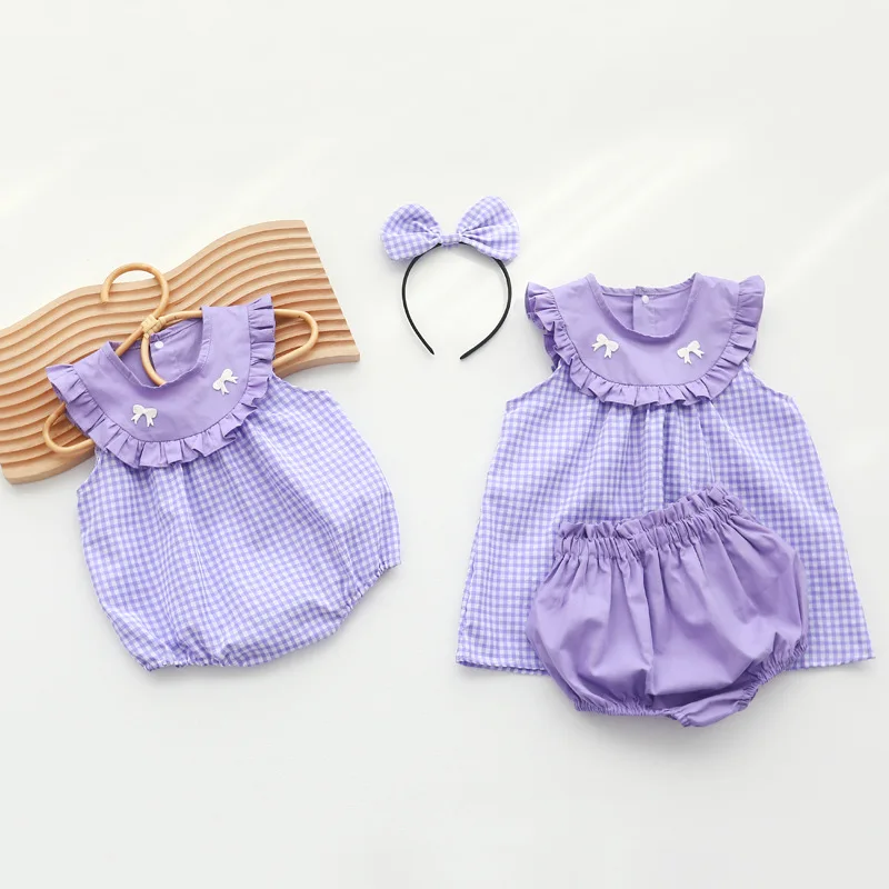 Yg 2022 Girls' Skirt Summer New Baby Girl Flying Sleeve Skirt + Shorts Baby Clothes Girls' Suit Children's Clothes