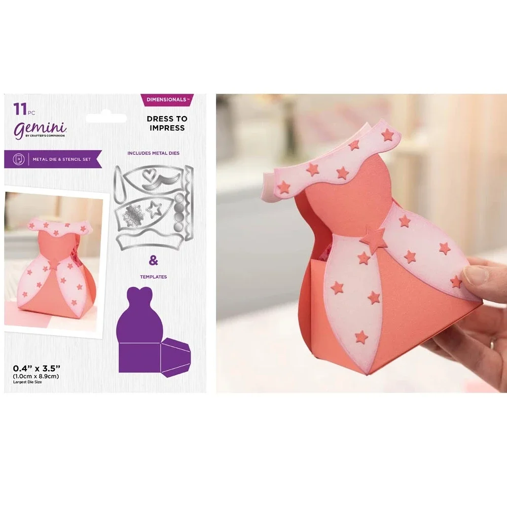 

Шаблон для подарочной коробки и набор для вырезания платья, чтобы произвести впечатление, металлические вырезанные штампы для детской формы для тиснения «сделай сам»