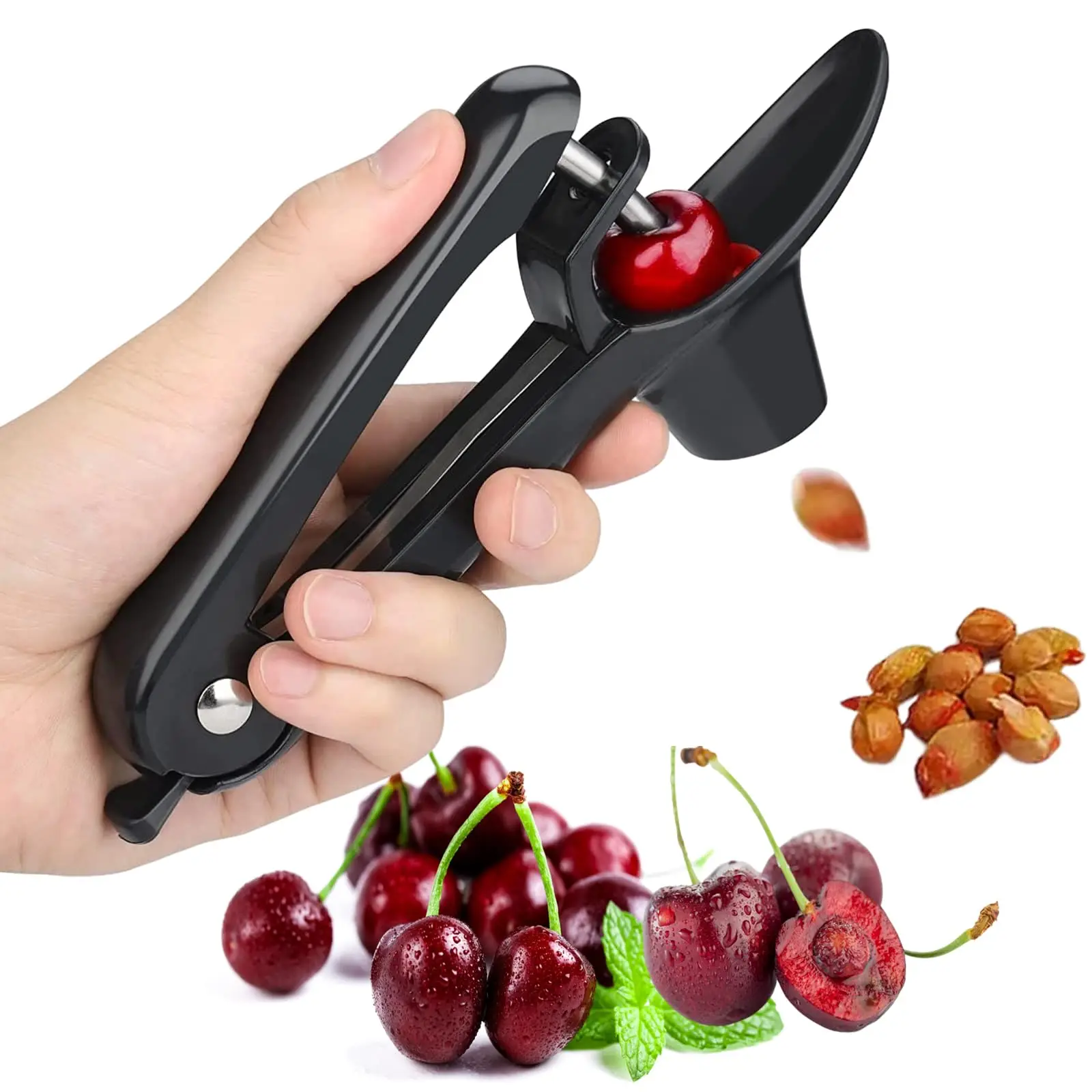 

Cherry Pitter Tool,Stainless Steel Pitting, Cherries Corer Stoner Seed Tool with Lock Design,Fruit Pit Remover for Cherry Jam