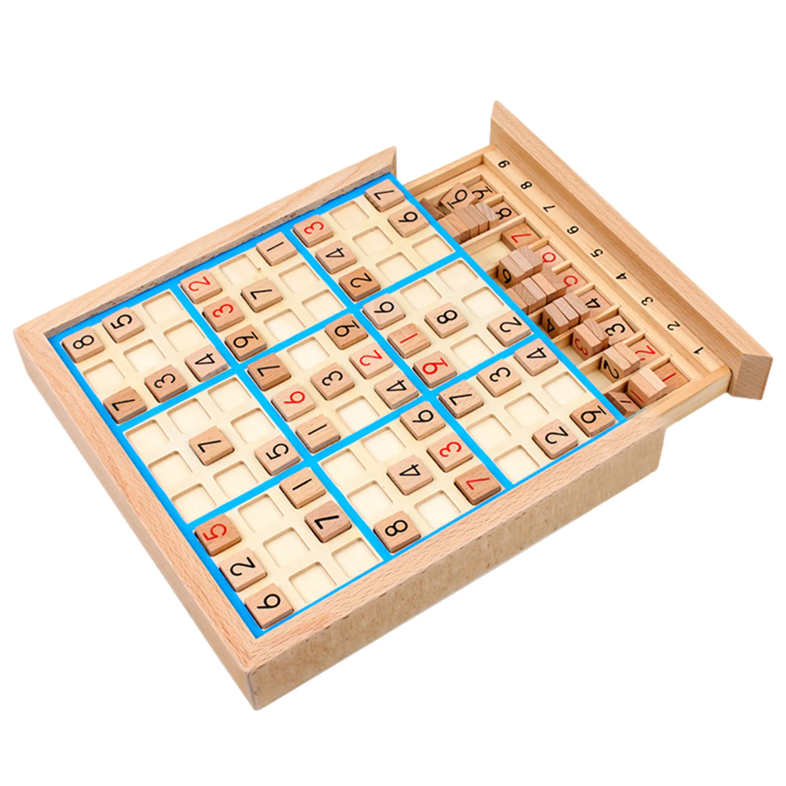 

Wood Sudoku Board Game Toys Set Logical Board Math Toys with Drawer Puzzle Book Number Thinking Game for Adults and Kids