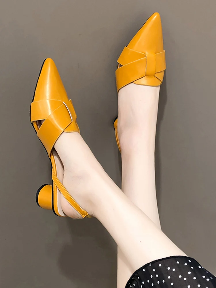 

Comfort Shoes for Women 2022 Sandals Suit Female Beige Shallow Mouth High Heels Med New Closed Black Spring High-heeled Summer G