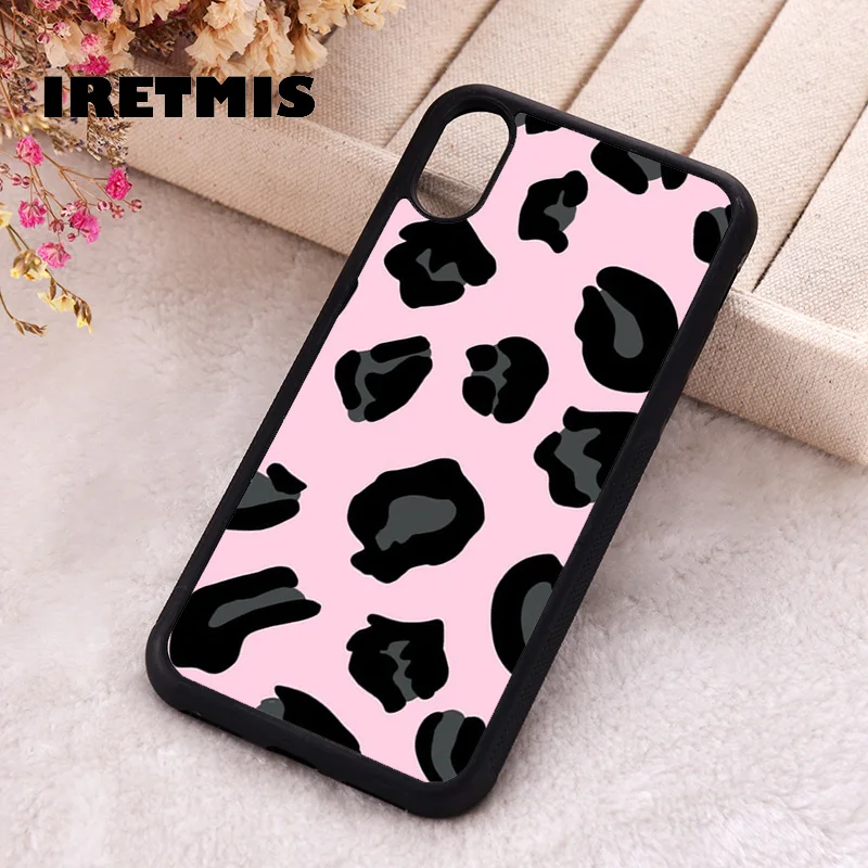 Чехол для телефона Iretmis iPhone X XS Max XR 11 12 13 PRO MINI 14 15 16 Plus резиновый розовый с животными