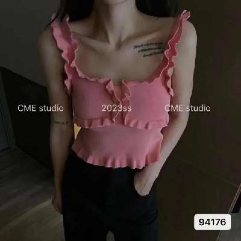 Новинка летняя укороченная майка женский сексуальный однотонный топ с