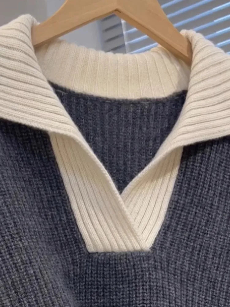 Осенне-зимний свитер из 100% мериносовой шерсти женский вязаный пуловер с