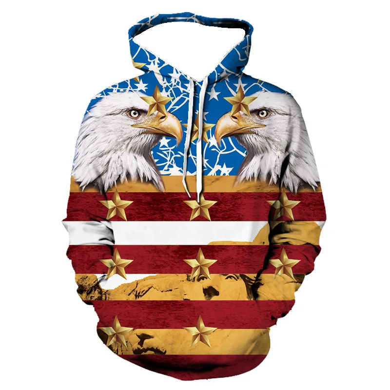 Fashion Cool Men's hoodie 3D Printed Hoodie Limit Edition trend American Flag Eagle Men Sportswear kids Casual Unisex