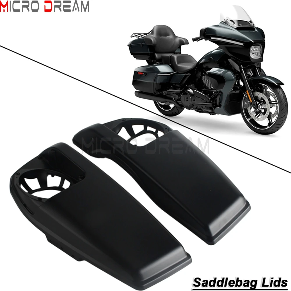 Фото Для Harley Touring Road Glide FLTRX CVO Road Glide FLTRXSE ST FLTRXSTSE 2024-25 черные крышки седельной сумки для мотоцикла, чехол для седельной сумки №2
