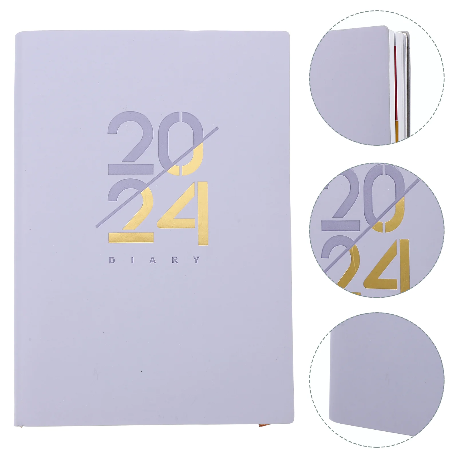 

2024 Agenda Book Planner Purple Notepad Organizer Portable Softcover Notebook Office Accessory Academic School diary 2023