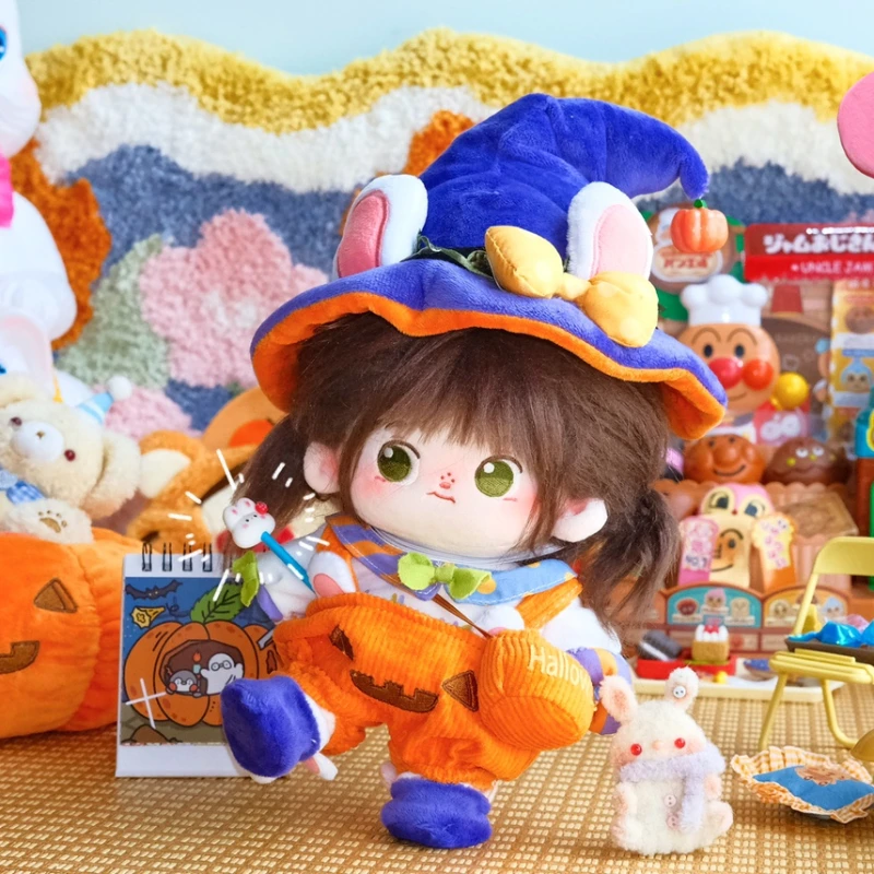 

Handmade Limited 20cm 6pc No Attribute Doll Clothes Halloween Trick-or-treating Set Magic Hat Overalls Pumpkin Backpack Outfit