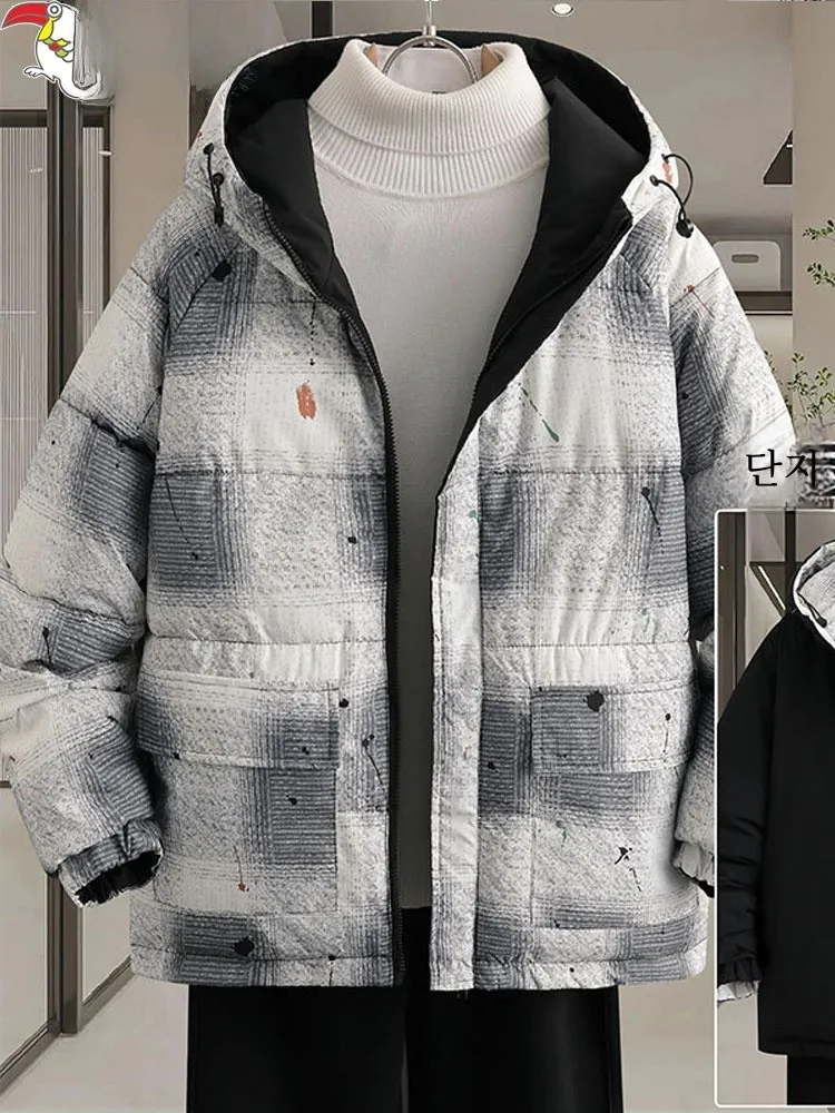 Woodpecker Double-Sided Wear Hood Cotton-Padded Coat Men's Autumn and Winter New Youth Student Thickened Warm Fashion Brand O...