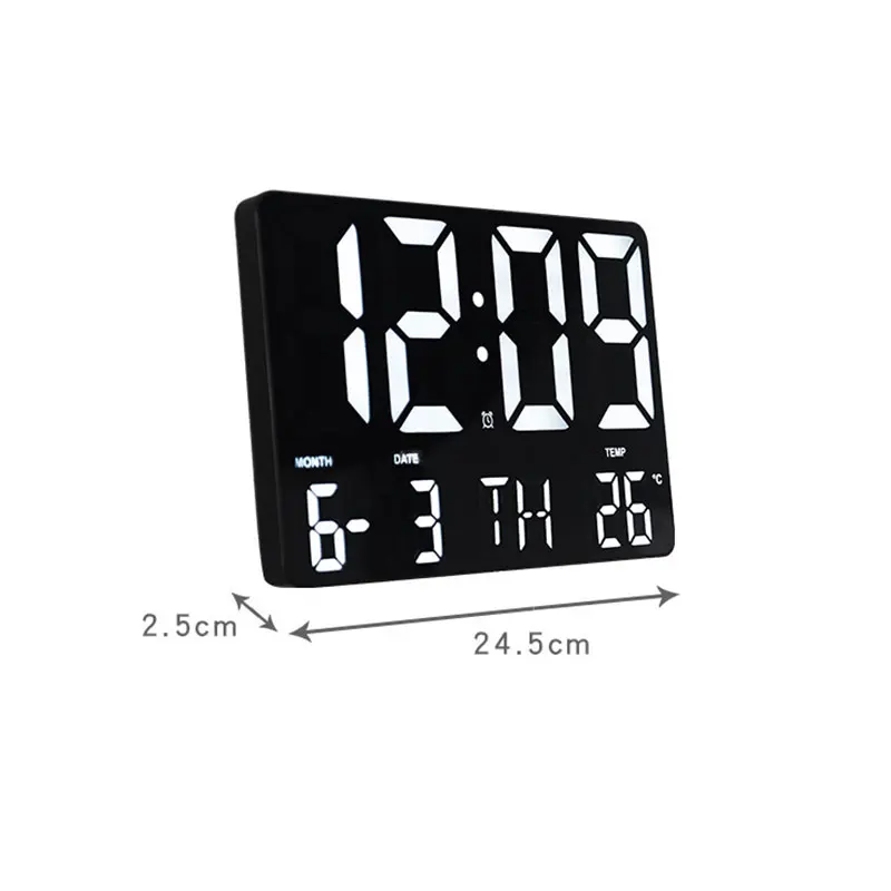 Large Electronic Wall Clock Remote Control Wall-mounted Digital LED Alarm Clocks  Sensing Temp Date Power Off Memory Table Clock images - 6